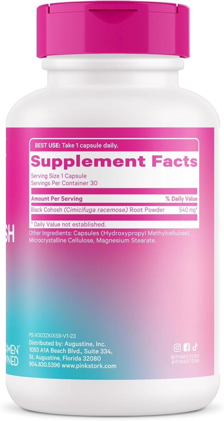 Pink Stork Black Cohosh Supplements for Women - 540 mg Pure Black Cohosh for Perimenopause, Menopause Support- 30 Capsules - Image 7