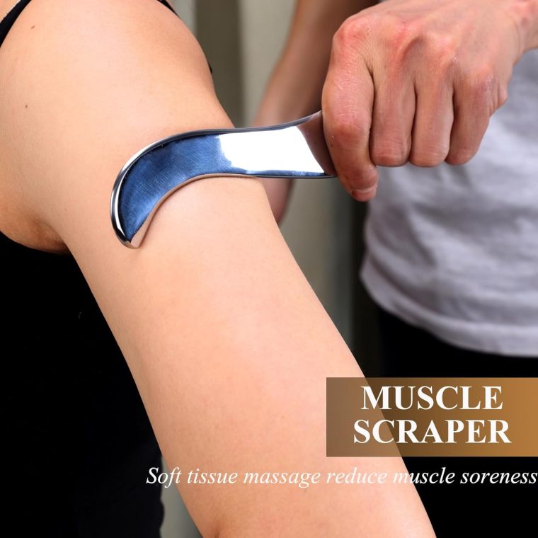 Feelfree Sport 3 in 1 Muscle Scraper Tool-Gua Sha Scraping Tool Physical Therapy Massage Tool-Soft Tissue Mobilization for Back, Legs, Arm (A+D+S), Silver - Image 2