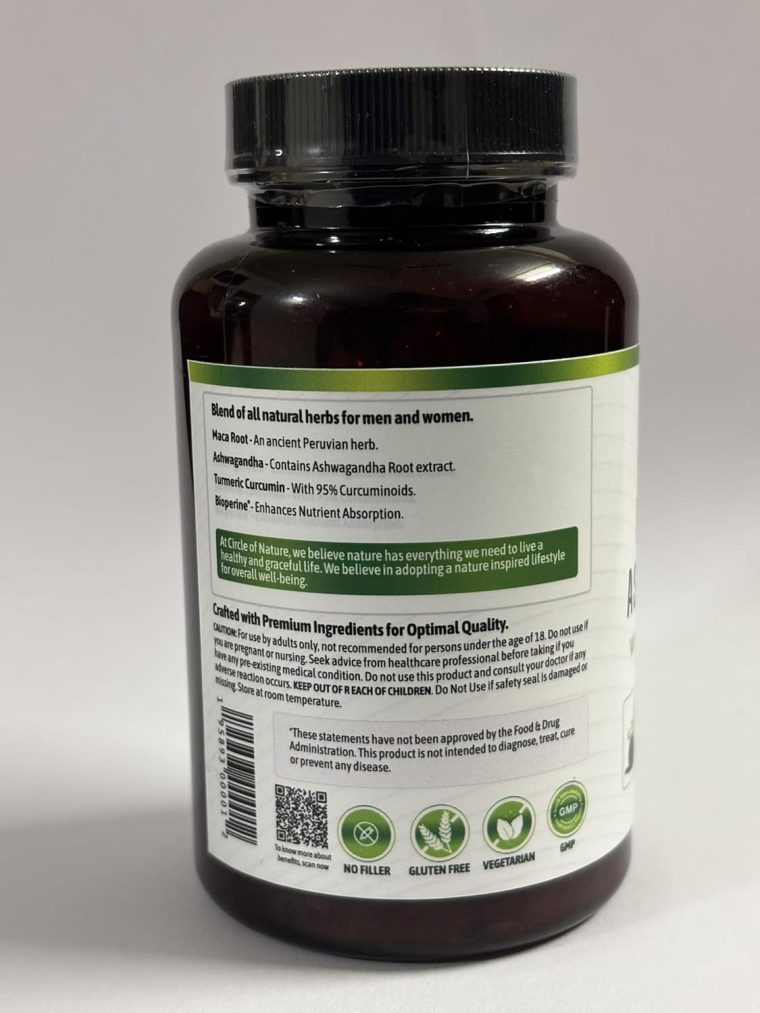 Maca Root, Ashwagandha Root Extract, Capsules for Men & Women with Turmeric Curcumin and Bioperine 120 Capsules Made in USA - Image 7