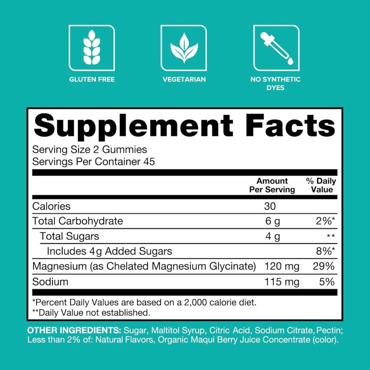 Qunol Magnesium Glycinate Gummies, 120mg of Magnesium Glycinate, High Absorption, Mixed Berry, 90 Count (Pack of 1) - Image 4