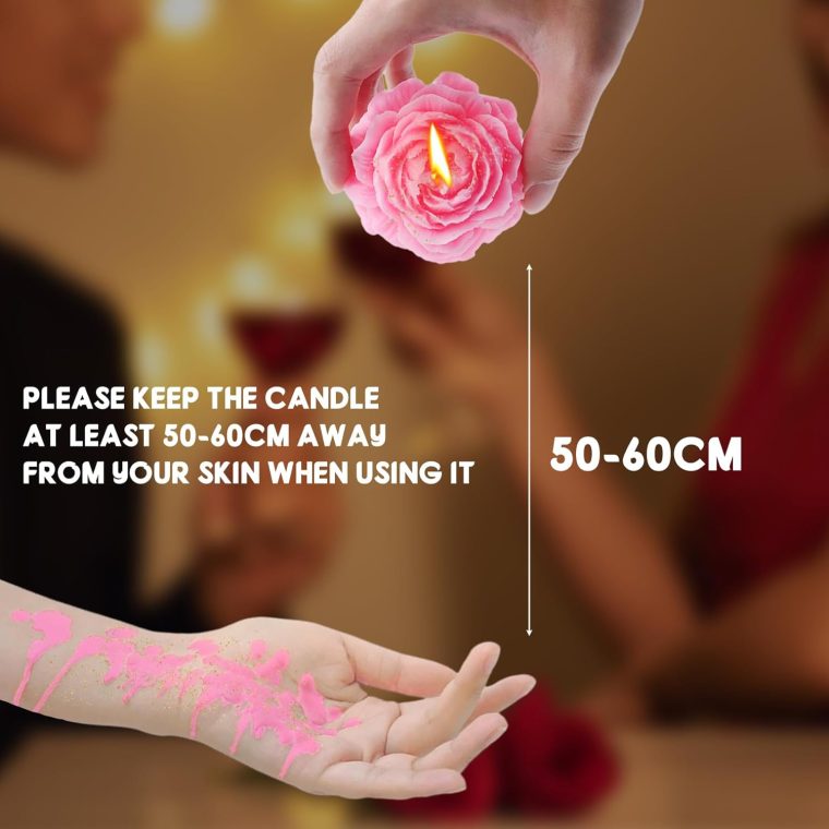 Valentine's Day 4 Pcs Low Temperature Candles Glitter Pink Peony Flower Home Scented Candle Kit Pure Natural Soybean Oil Candle Aromatherapy Romantic Wax Play Candle for Lovers Couples - Image 3