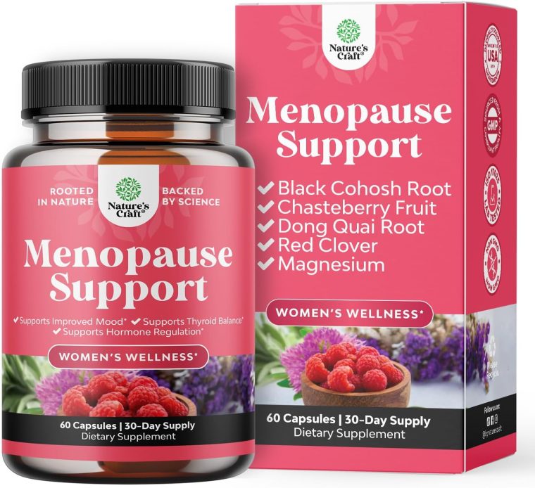 Complete Herbal Menopause Supplement for Women - Female Hormone Balance Capsules for Night Sweats, Hot Flashes & Mood Swings with Dong Quai, Chaste Berry & Black Cohosh Root - 60 Count Pack
