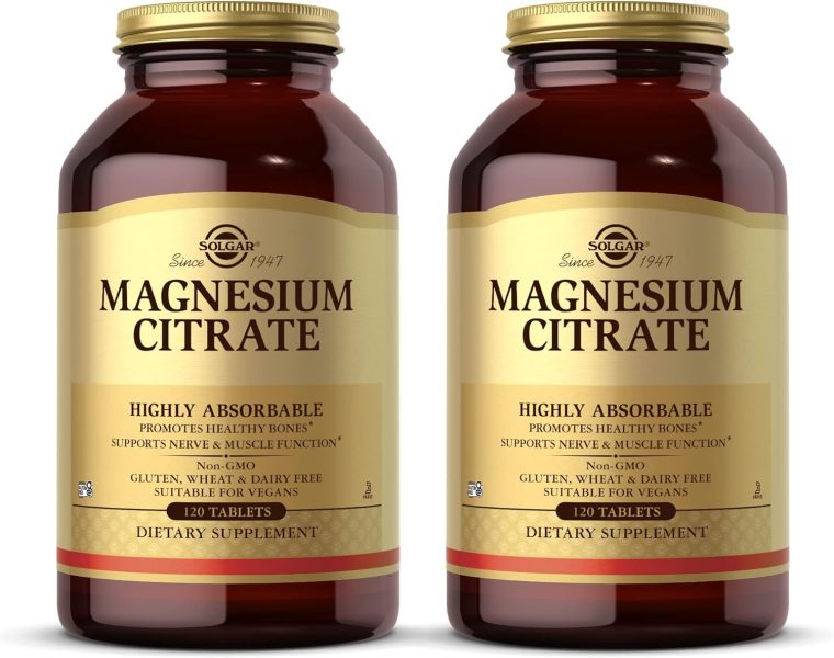Solgar Magnesium Citrate - 120 Tablets, Pack of 2 - Promotes Healthy Bones, Supports Nerve & Muscle Function - Highly Absorbable - Non-GMO, Vegan, Gluten Free, Kosher - 120 Total Servings