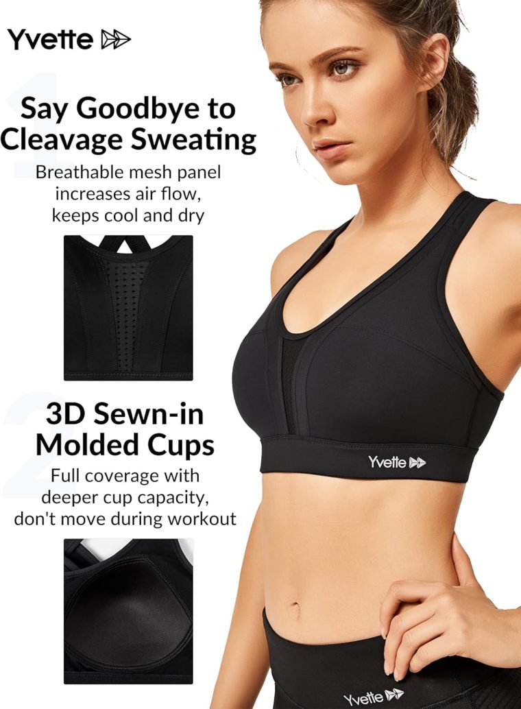 Yvette Women High Impact Sports Bras Criss Cross Back Sexy Running Bra for Plus Size - Image 2