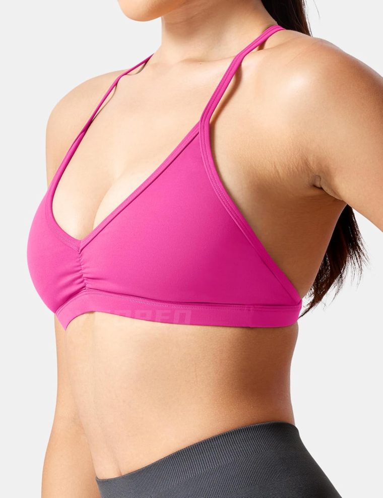 YEOREO Workout Sports Bras for Women Padded Strappy Open Back Gym Bra Light Impact Criss Cross Yoga Crop Top - Image 8
