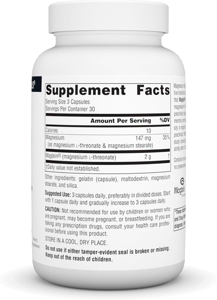 Source Naturals Magtein Magnesium L-Threonate 667mg Supports Focus, Mood, Healthy Memory, Cognitive Function, Sleep* - 90 Capsules - Image 2