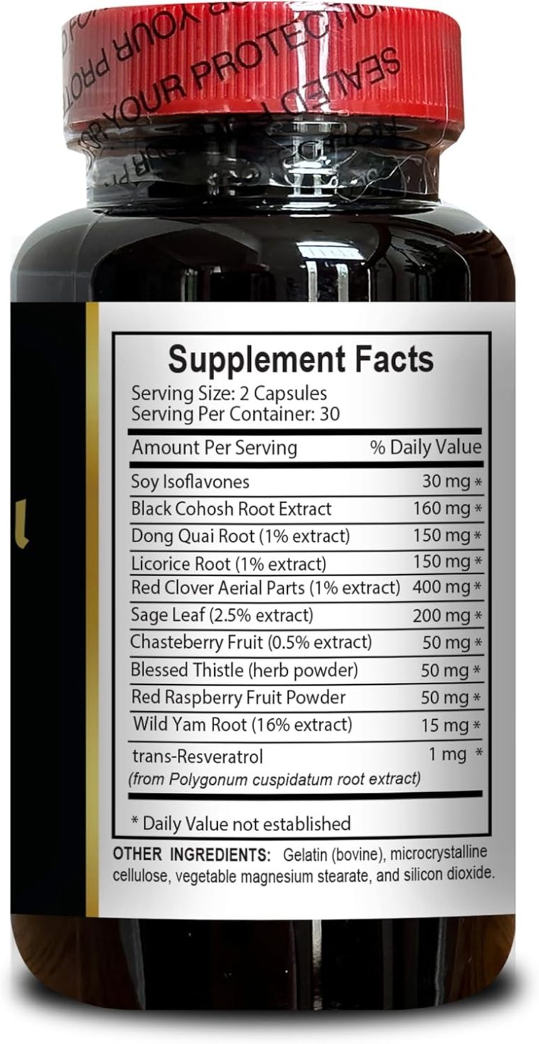 Women's Support - Black Cohosh Organic | Support Help Alleviate Hot Flashes | Wild yam and chasteberry | Hot Flashes with Red Clover - 1 Bottle 60 Capsules - Image 3