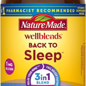 Nature Made Wellblends Back To Sleep, Lower Dose Melatonin 1 mg, L theanine 100 mg and GABA 100mg, Sleep Supplement, 40 Fast Dissolve Tablets