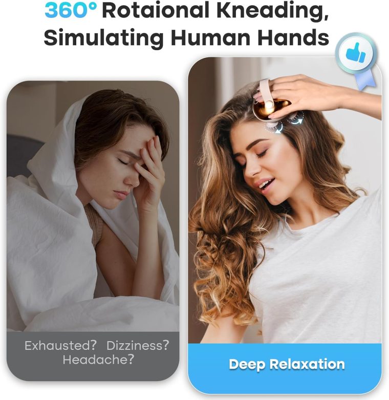 arboleaf Electric Scalp Massager Head Massager Scalp Stress Relax, 5 in 1 Kneading 128 Massage Nodes, Waterproof Hair Massage with 8 Removable Claws Cat Scratcher, Gift for Dad Mom - Image 2