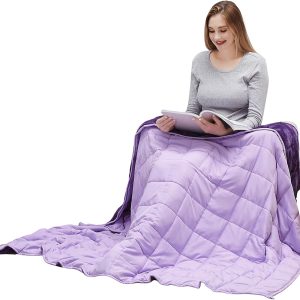 MOTRIP Weighted Blanket 10 Pounds Flannel, Soft Bed Blanket with Sanded Reversible, 48''x72'' 10lbs Purple
