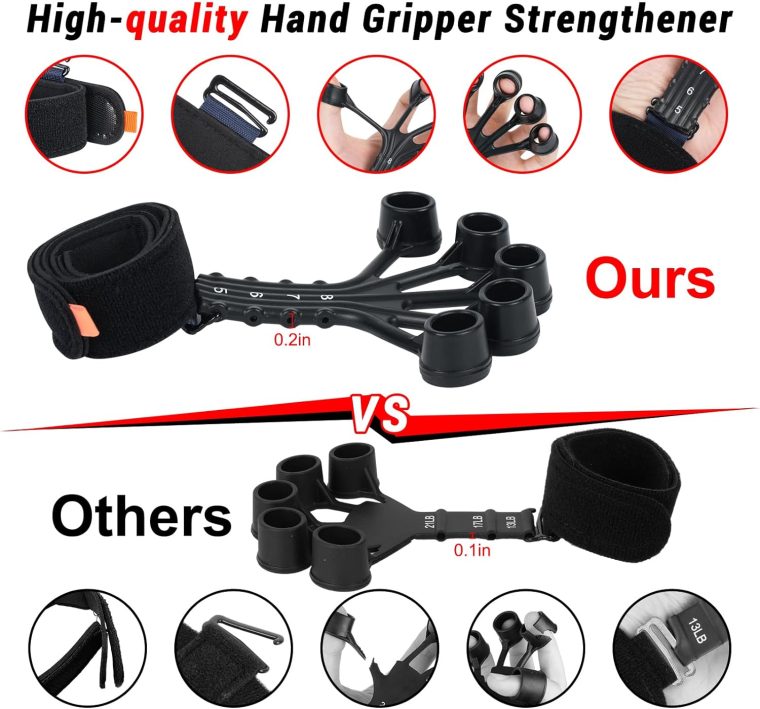 Grip Strength Trainer,4 Pcs Gripster, 8-Gear Strength Adjustment, Used to Exercise Finger Strength, Flexibility and Physical Recovery of Hands. Simultaneous Grip Strength and Tension Exercise. - Image 6