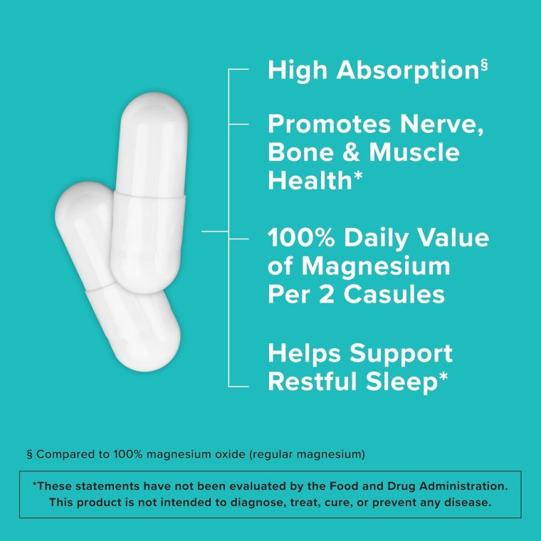 Qunol Magnesium Capsules 420mg, 100% DV, High Absorption Magnesium Supplement, Extra Strength, Bone and Muscle Health Supplement, 180 Count - Image 2