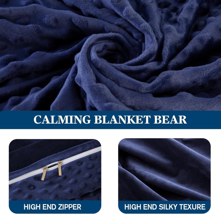 yescool Weighted Blanket with Cover Removable Soft Blue Queen Size Heavy Blanket Microfiber Washable Heated Weighted Throw Blanket Winter Warm Weighted Comforter 20lbs, 60 * 80 - Image 5