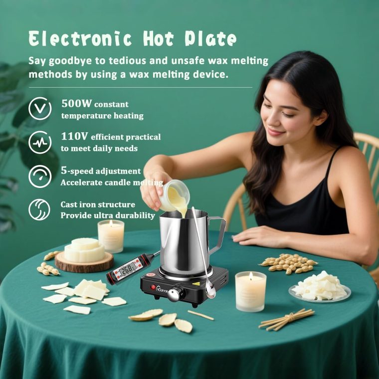 FAIRYELF Candle Making Kit with Wax Melter, Complete Candle Making Supplies, Soy Candle Wax Kit for Kids, Beginners, Adults, Including Electronic Stove, Soy Wax, Melting Pot, Rich Scents and Dyes - Image 7