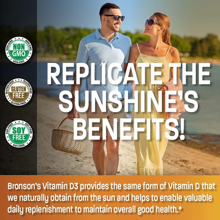 Bronson Vitamin D3 10,000 IU (250 mcg) High Potency - Supports Healthy Immune System, Strong Bones, Muscles & Teeth - Non GMO, 360 Softgels (1 Year Supply) - Image 3