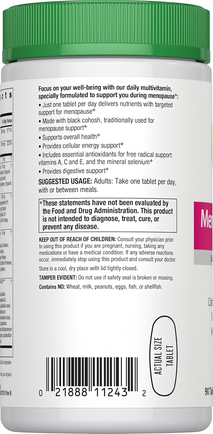 Rainbow Light Menopause One Multivitamin + | Support Supplements for Women | with Black Cohosh | Vegetarian Formula | 90 Tablets - Image 3