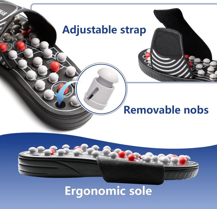 BYRIVER Reflexology Foot Massager Tools, Acupuncture Massage Slippers Shoes Sandals Mat, Stress Plantar Fasciitis Relief Gifts for Men Women, Relieve Heel Arch Arthritis Neuropathy Pain (05M) - Image 4