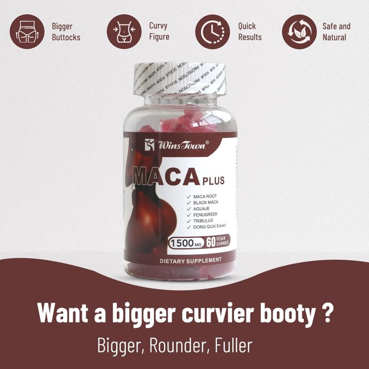 Maca Plus Gummies, 1500mg Big Booty Enhancer with Black Maca Root & Dong Quai Extract, 60 Count - Image 3