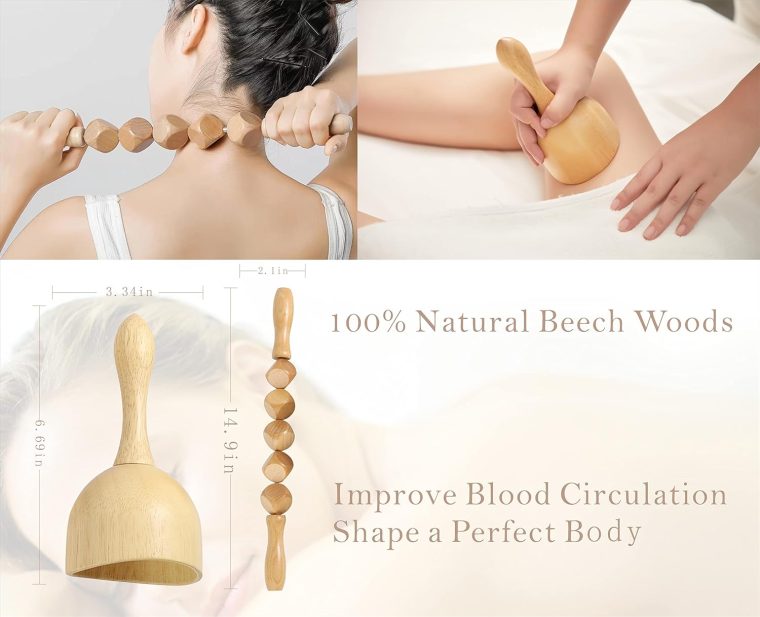 Wood Therapy Massage Tools Maderoterapia Kit Body Sculpting Tools for Lymphatic Drainage and Anti-Cellulite .Wood Massager Roller Rpoe for Back and Muscle Pain Relief (Medium) - Image 3