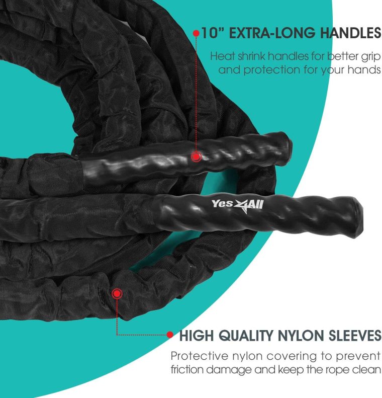 Yes4All Battle Ropes, Workout Rope with Cover, Steel Anchor & Strap Included, Heavy Ropes for Exercise Training - 1.5/2 Inch Diameter, 30, 40, 50 Ft Length - Image 4