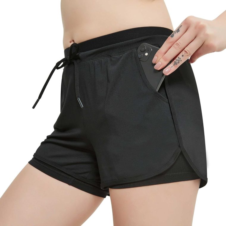 RIBOOM Women Workout Running Shorts 2 in 1 Active Yoga Gym Sport Shorts with Pockets - Image 5