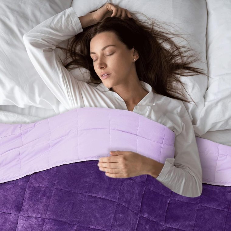MOTRIP Weighted Blanket 10 Pounds Flannel, Soft Bed Blanket with Sanded Reversible, 48''x72'' 10lbs Purple - Image 3