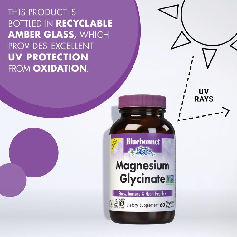 Bluebonnet Nutrition Magnesium Glycinate 400mg Maximum Absorption Mineral Complex Supports Energy Production & Enzyme Function - Non-GMO, Soy-Free, Gluten-Free - 120 Veggie Capsules - Image 7