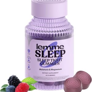 Lemme Sleep Gummies with 5mg Melatonin, Elderberry, Magnesium, L-Theanine, Chamomile and Lavender, Drug-Free Nighttime Sleep Aid, Gluten Free, Gelatin Free, Non GMO, Berry Flavored (60 Count)
