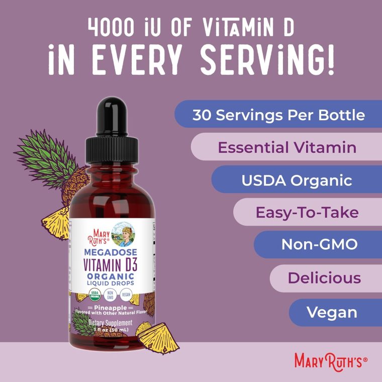 MaryRuth Organics Vitamin D3 Liquid Drops | Megadose 4000 IU | USDA Organic Liquid Vitamin D Spray for Adults & Kids | Immune Support & Bone Health | Vegan | Gluten Free | Non-GMO | 30 Servings - Image 7