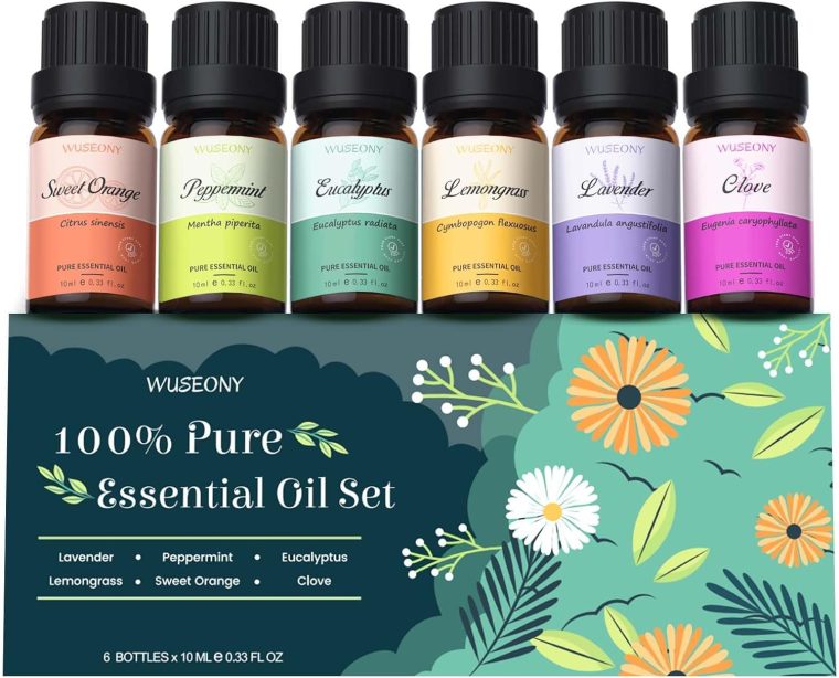 Top 6 Natural Aromatherapy Oils Gift Set, Essential Oils for Diffusers Home, Fragrance Oil Scent for Candle Soap Making - Lavender, Peppermint, Eucalyptus, Lemongrass, Sweet Orange, Clove