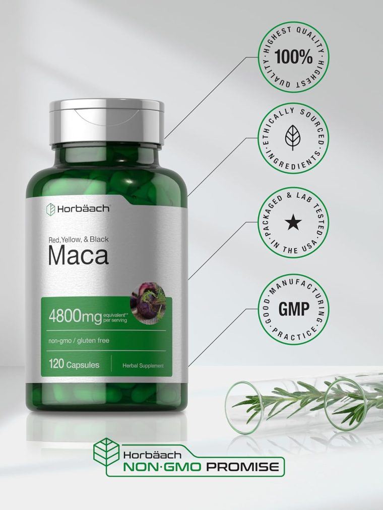 Horbäach Maca Root Capsules for Men and Women | 120 Pills | High Potency Extract | Non-GMO and Gluten Free Formula - Image 6