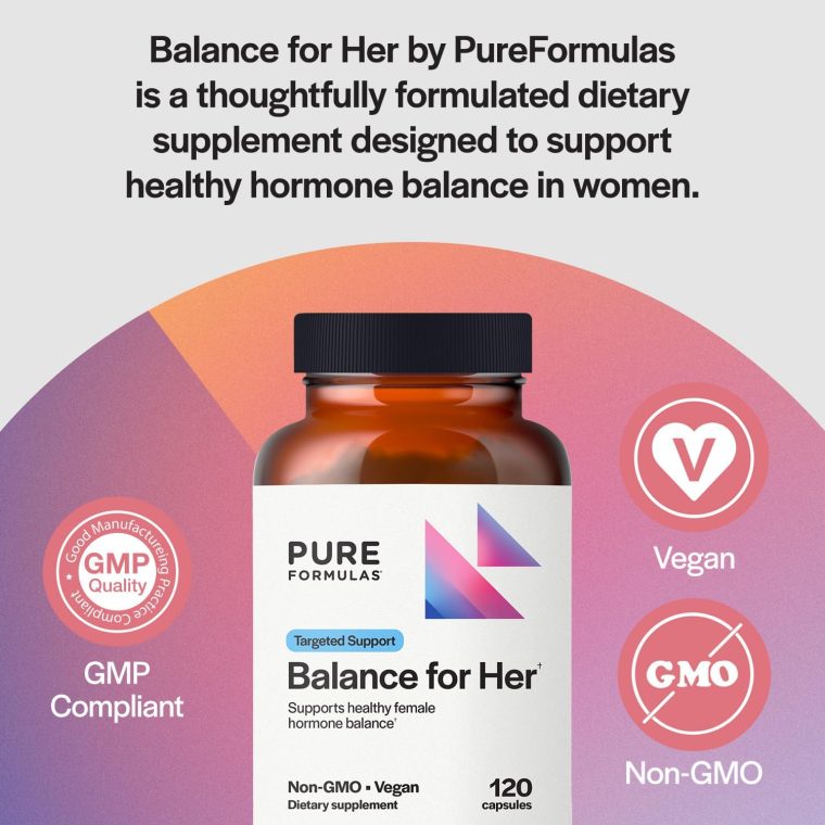 PureFormulas Balance for Her - Hormone Balance for Women - DIM, Black Cohosh, Calcium D-Glucarate, EGCg Green Tea Extract & Chaste Tree Supplement for Mood Support & Estrogen Metabolism -120 Capsules - Image 3