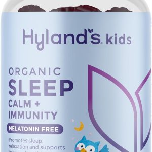 Hyland's Kids Melatonin Free Organic Sleep Aid Gummies with Calm & Immune Support - with Vitamin C, Zinc, Elderberry, Lemon Balm & Chamomile, Helps with Sleeplessness & Restlessness, 60 Vegan Gummies