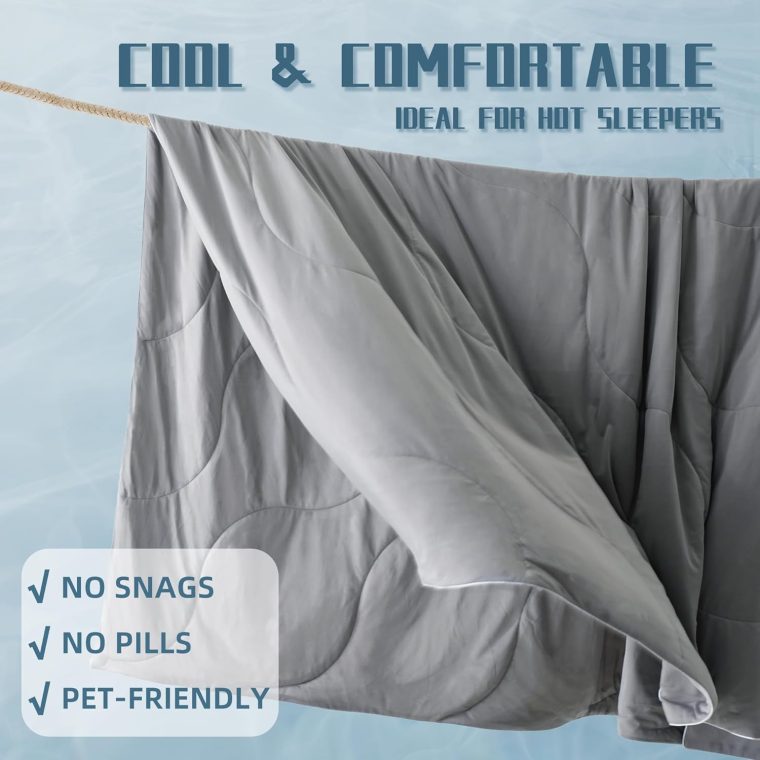 DOWNCOOL Cooling Comforter, Grey Cooling Blanket Queen Size, Cooling Duvet for Hot Sleeper, Breathable Summer Quilt, Lightweight Soft Q-Max>0.4 Arc-Chill Cool Comforter,90"X90" - Image 6