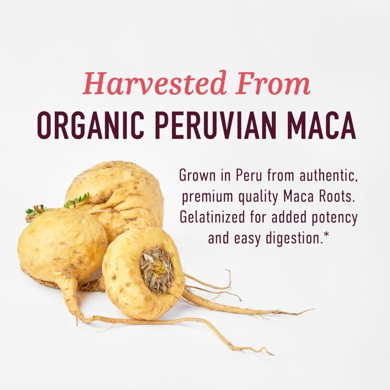Organic Maca Root Capsules for Women | Peruvian Maca 2250MG Extra Strength | Red, Black & Yellow Root Powder with Black Pepper | Herbal Supplement to Support Energy & Hormone Balance | 120 Ct - Image 5