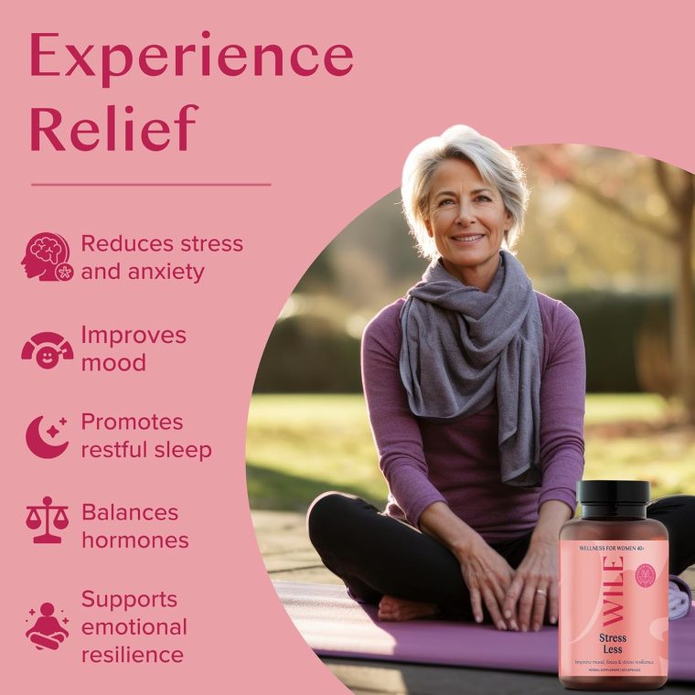 WILE Menopause & Perimenopause Supplements for Women with Ashwagandha - Stress Relief with Black Cohosh - Premenopausal Support for Improved Mood, Sleep, Hormone Balance - Vegan, 30 Servings - Image 2