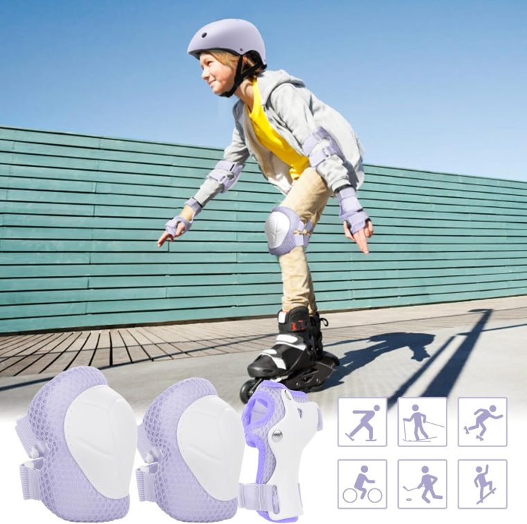 WayEee Kids Bike Helmet Set Skateboard Knee Pads, Helmet Pad Set Protective Gear Set Adjustable for Girls Kids 3-10 Helmet Elbow Pads Wrist Guards for Sport Cycling Bike Roller Skating Scooter - Image 7