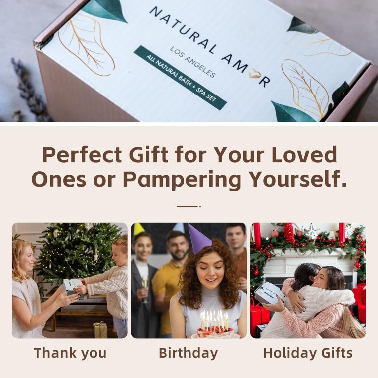 Natural Amor Spa Gift Set for Women – Handmade Lavender Soap, Rose Clay Mask, Candle, Rose Bath Salt & Sleep Mask – Relaxing Self Care Kit, Birthday Gift Box for Her - Image 7