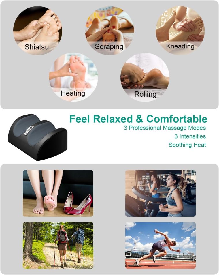 Shiatsu Foot Massager Machine with Heat, Foot and Calf Massager with Massage Roller, Deep Tissue Massager for Plantar Fasciitis, Pain Relief, Promotes Blood Circulation, Gifts for Women & Men - Image 6