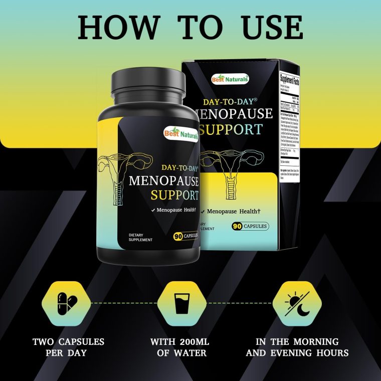 Best Naturals Day-to-Day Menopause Supplements for Women with Ashwagandha, Dong Quai, Chastberry, Kelp, Red Raspberry, Black Cohosh & BioPerine 90 Veg Capsules - Image 3