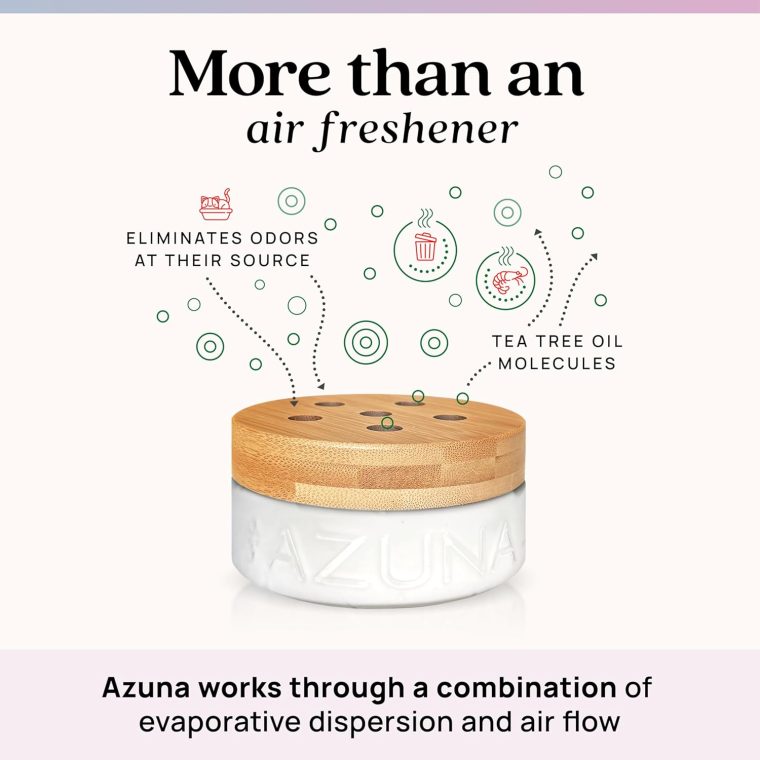 Azuna Air Freshener & Odor Eliminator for Strong Odor | 2 Room Kit Includes (2) 8 oz. Empty Luxe Glass Jars & 12 oz | Refill with Tea Tree Essential Oil Gel | Aromatherapy | Last 60-90 Days - Image 2