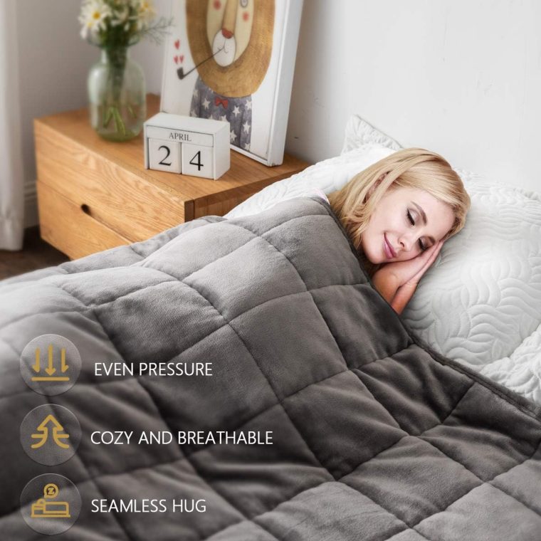 Mr.Sandman Weighted Blanket Queen Size 60"x80" 15lbs for Adults, Soft Sherpa Fleece Heavy Blanket for Relieve Stress - Grey/White - Image 4