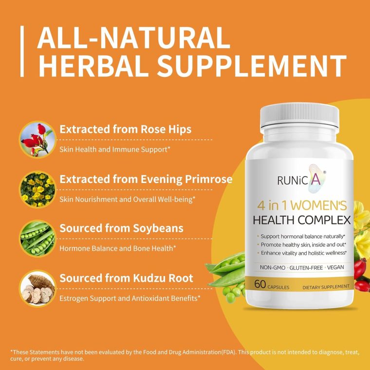 4-in-1 Women’s Health Complex | Rosehip, Pueraria & Evening Primrose with Soy Isoflavones | Menstrual Cycle, Menopause, Energy Level & Healthy Skin Support - Image 6