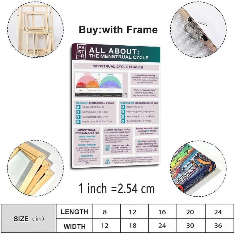 Menstrual Cycle And Hormone Chart Poster Women's Health Guide Art Canvas for Bedroom Living Room Decor 20x30inch(50x75cm) Frame-style - Image 5