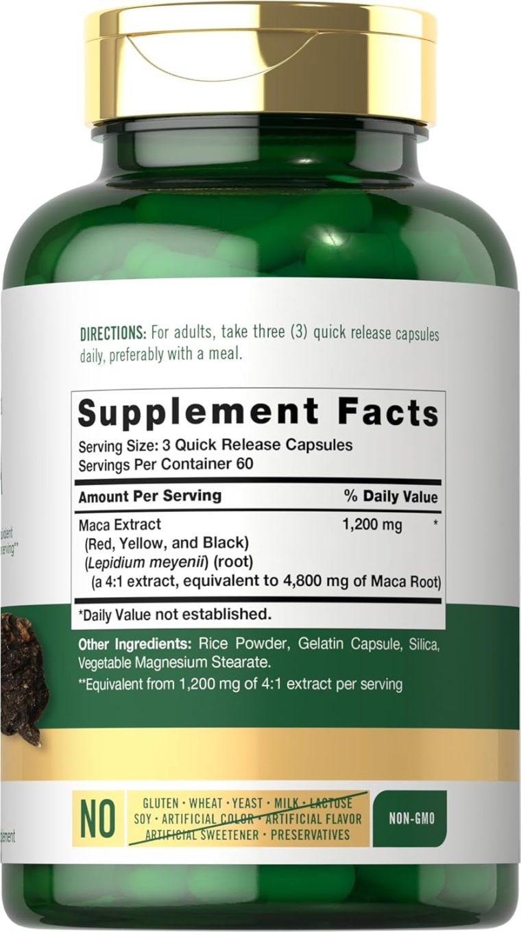 Carlyle Maca Root | Powder Capsules for Women & Men | 4800 mg | 180 Count | High Potency Extract | Non-GMO & Gluten Free Supplement - Image 2