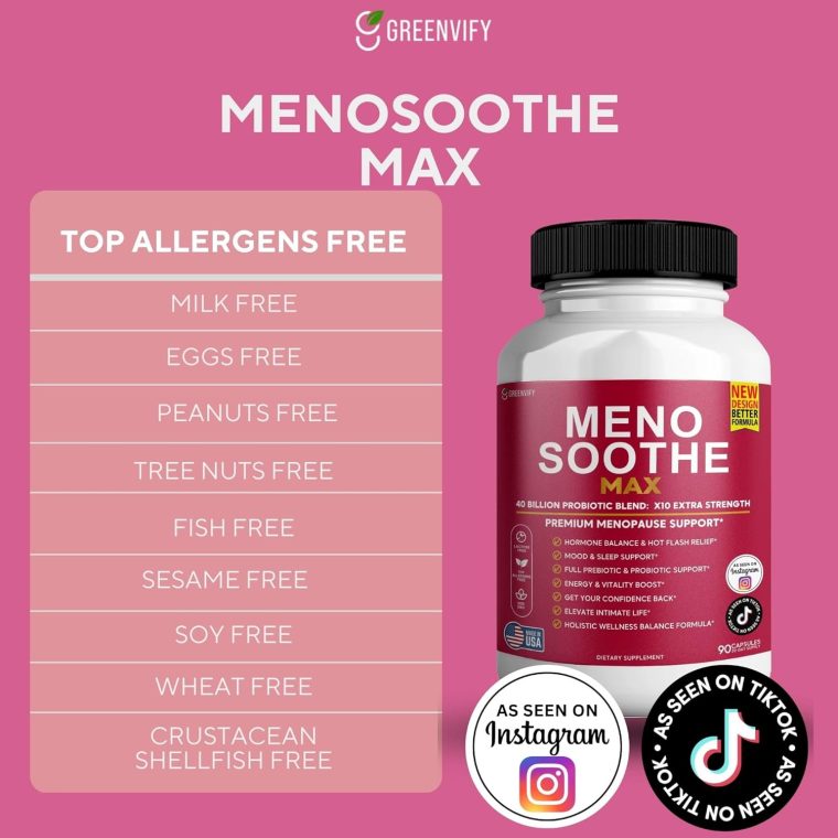 MenoSoothe Max | Premium Menopause Support Supplement | Hormone Balance, Mood & Sleep Aid | Probiotic Blend | 90 Capsules (1) - Image 3