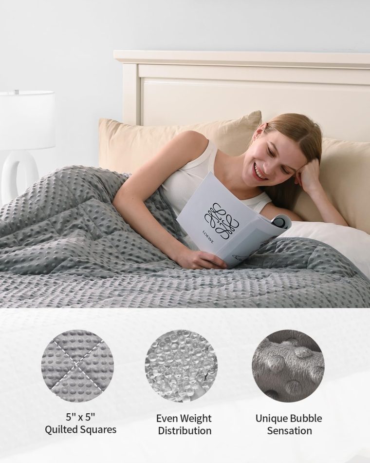 Mr. Sandman Weighted Blanket for Adults Queen, Minky Dots Heavy Blanket for Woman,Man Sleeping/Calm, Soft, Cozy and Cooling Weighted Throw Blankets, Machine Washable, 60 x 80in, 15 Pounds, Grey - Image 4