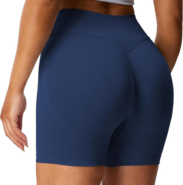Aoxjox Impact Seamless Workout Biker Shorts for Women Hidden Scrunch Low/High Waisted Athletic Running Yoga Short 4.5"/5"