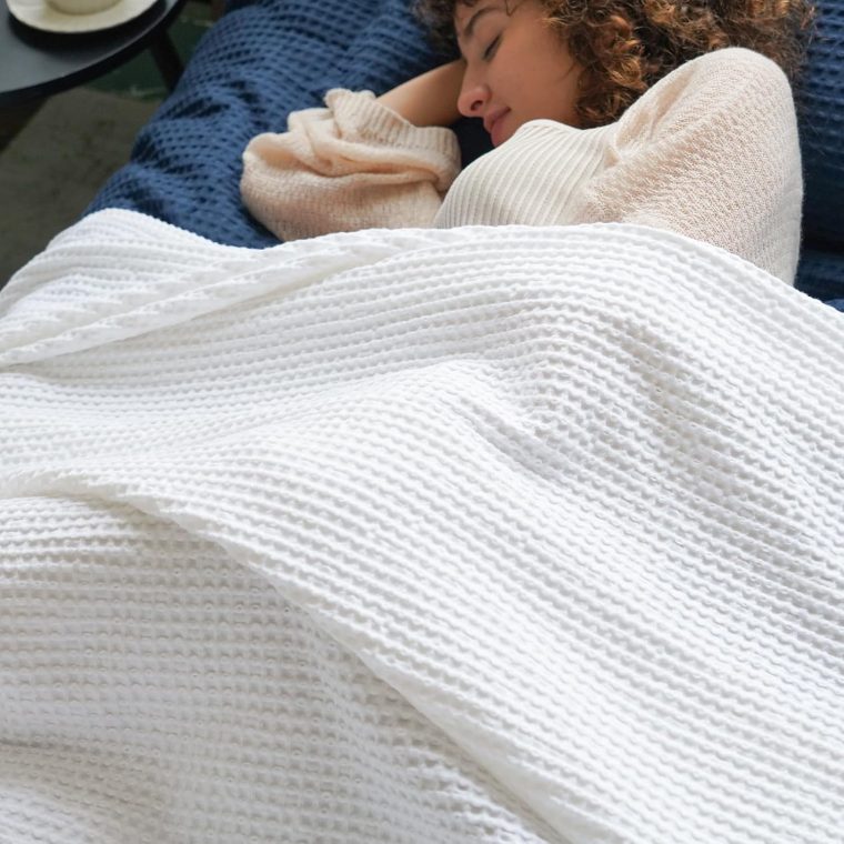 PHF Pre-Washed Cotton Waffle Weave Blanket Queen Size for Bed,Snag Proof Throw Blanket for Couch Spring Summer Lightweight Breathable,Oeko-TEX Certified,Machine Washable, Home Decor Gift-White - Image 8