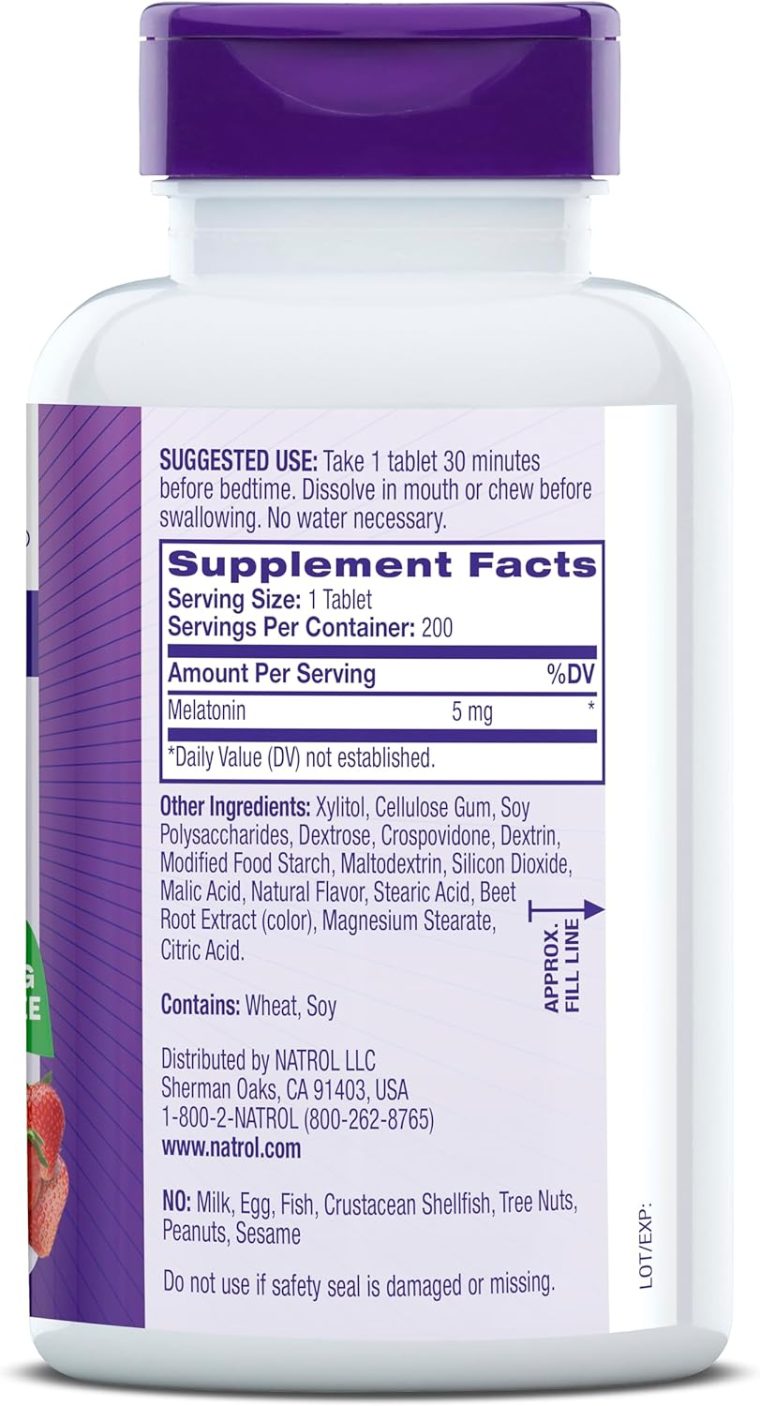 Natrol Melatonin 5mg Fast Dissolve Tablets, Sleep Support Supplements for Adults, Strawberry Flavor, 200 Tablets, Up to 200 Day Supply - Image 10
